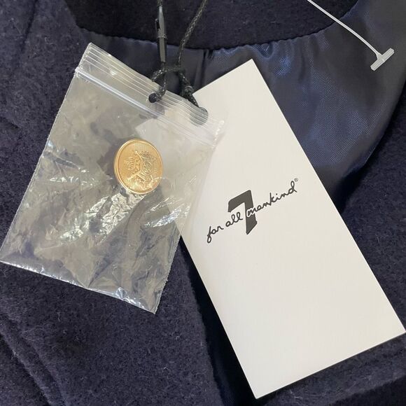 NWT 7 For All Mankind 7FAM Navy Blue Cropped Pea Coat Military XS. FLAWED - Picture 8 of 12